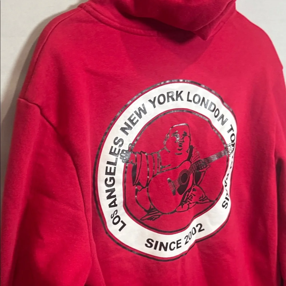 True Religion Y2K Red Zip Hoodie Graphic Logo Sweatshirt‎ L